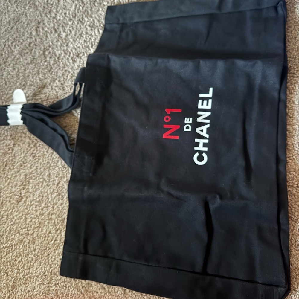 CHANEL Black Tote with Red and White Logo GWP